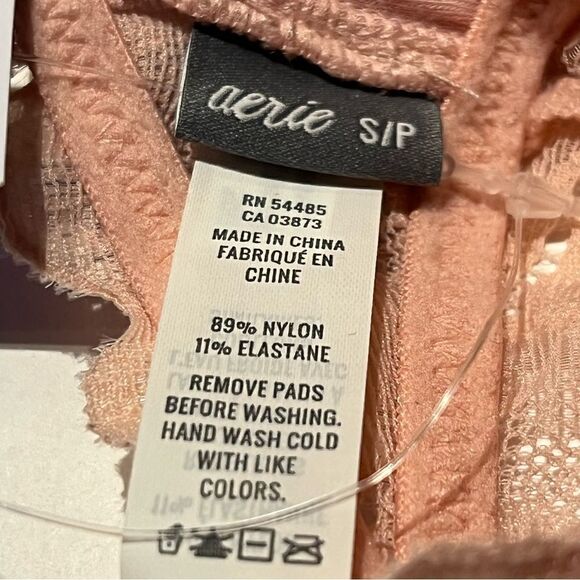 Aerie Bralette Size Small Pastel Orange, Lacy racerback, padded - Picture 6 of 8
